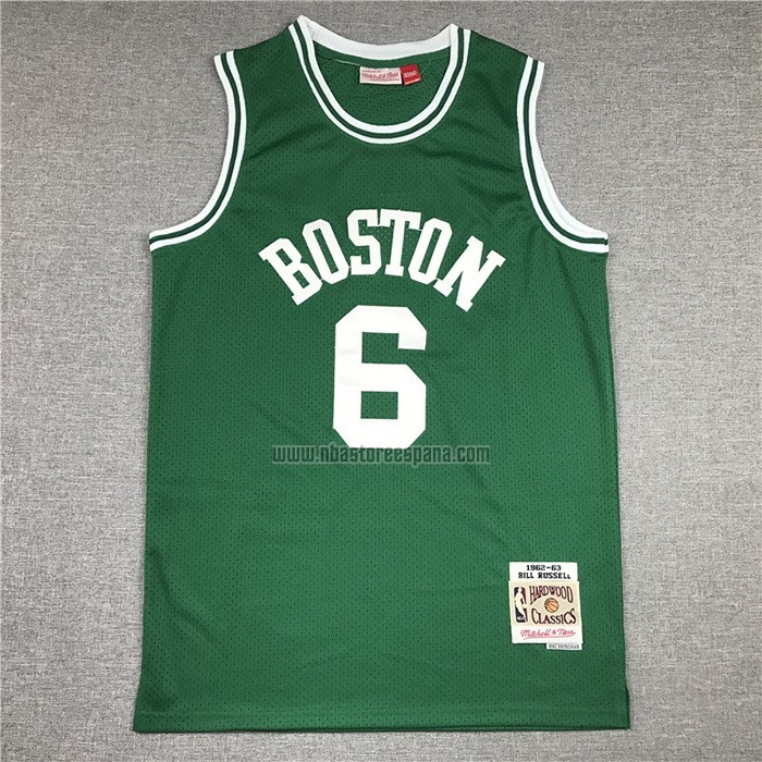 Camiseta Boston Celtics Bill Russell NO 6 Hardwood Classics 1962-63 Verde